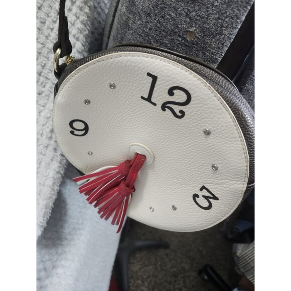 Charming Charlie Clock Purse Handbag Shoulder Bag Faux Leather Black - Picture 2 of 3